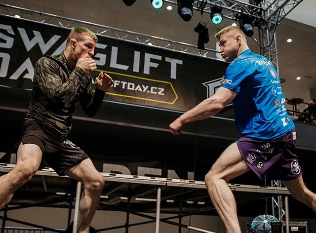 MMA fighters during an exhibition at SWAGLIFT DAY